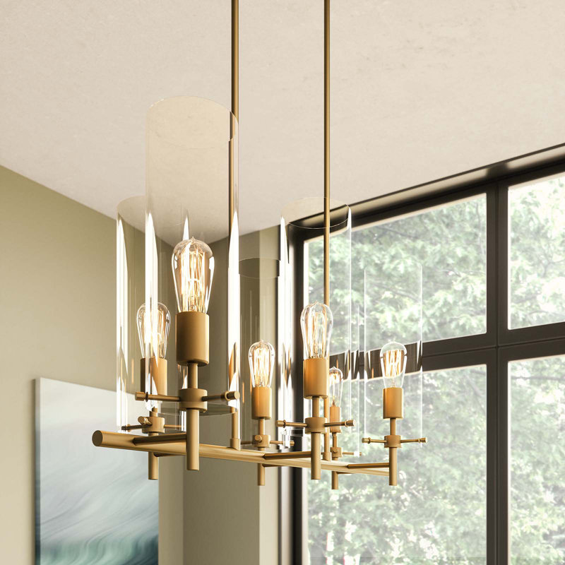 Modway Skylark 6-Light Chandelier, Satin Brass