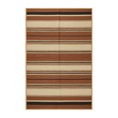 Washable Clay Cream Striped Area Rug