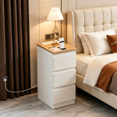 25cm W Engineered Wood Bedside Table