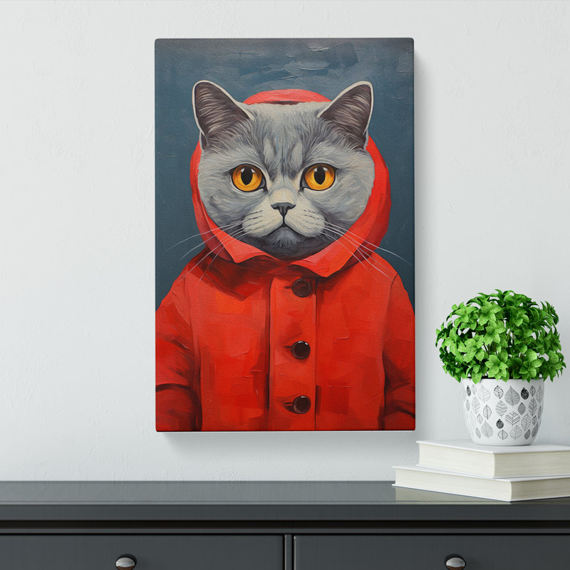 Cat Modern No.2 - Wrapped Canvas Print, 50cm H x 35cm W x 3cm D