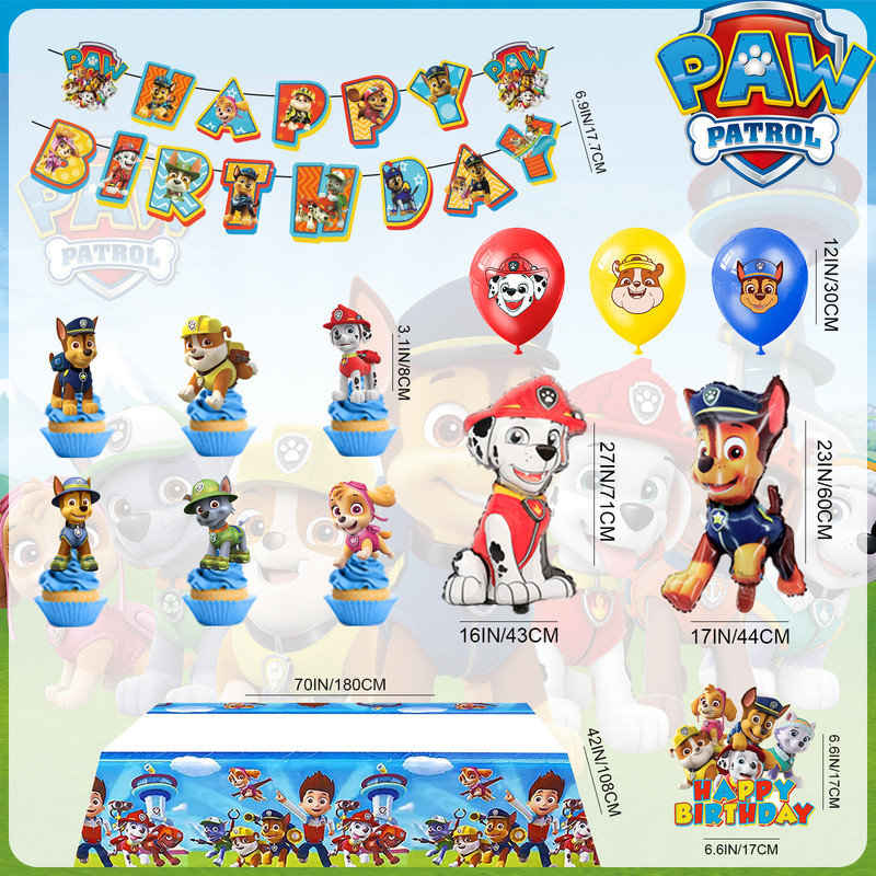Ensemble de 29 décorations de fête d'anniversaire Paw Patrol, ensemble de décorations de fête Paw Patrol pour enfants