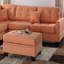 Canapé modulaire réversible moderne 3 pièces avec méridienne et pouf capitonné en tissu de lin-914842722