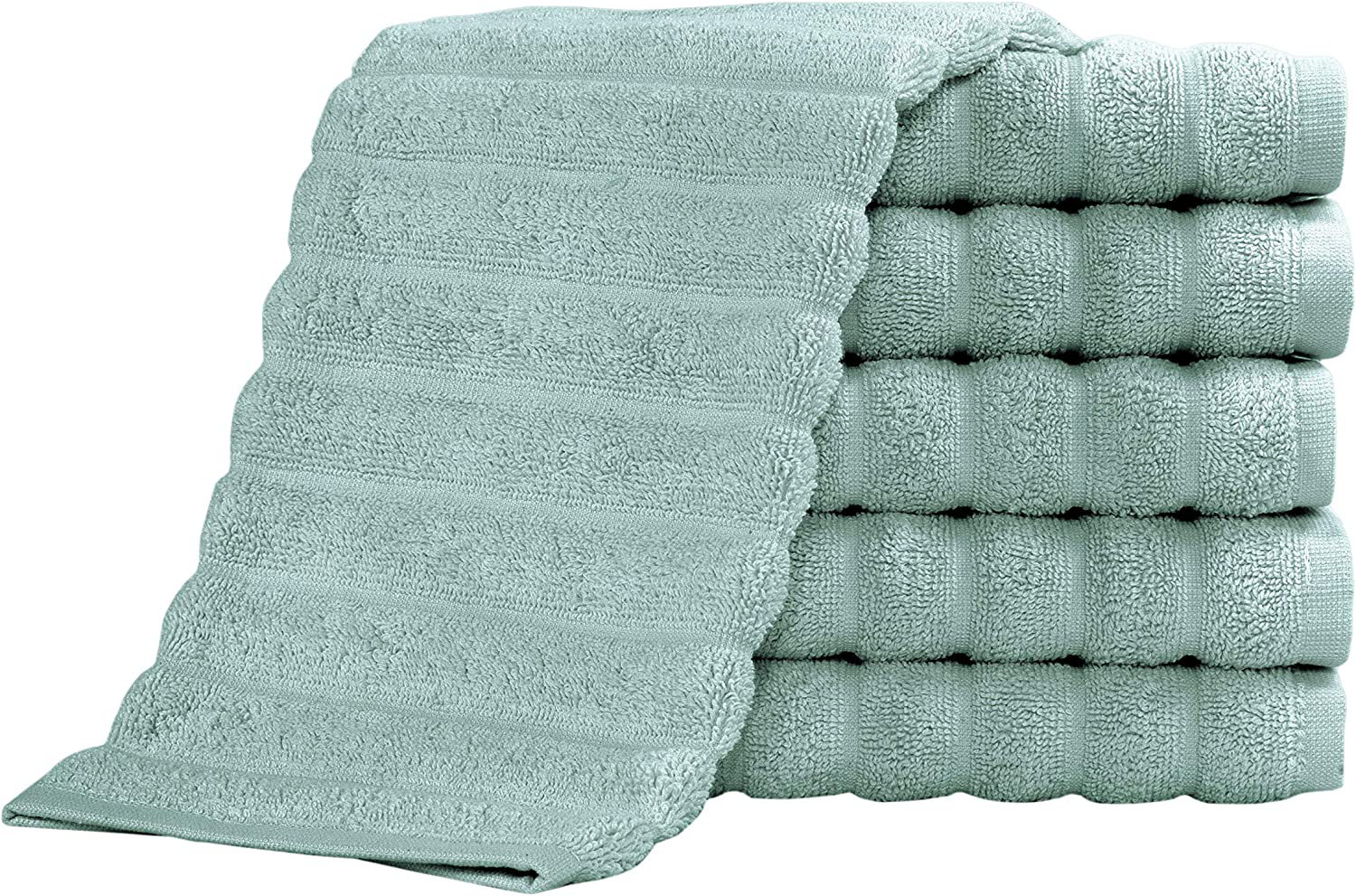 DKNY Quick Dry Cotton Towel Set - 2 Bath, 2 Hand, 2 Washcloths, Seafoam