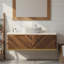 Meuble-lavabo mural 48 po avec tiroirs et vasque rectangulaire en marbre-922686789