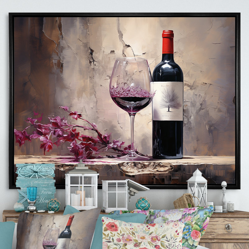 Claret Clarity I sur toile, Cadre flottant noir, H 16 po x l 32 po x P 1 po