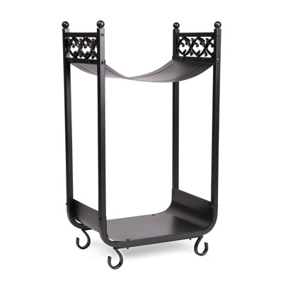Holtman Compact Cast Iron Log Rack with Scrollwork Design