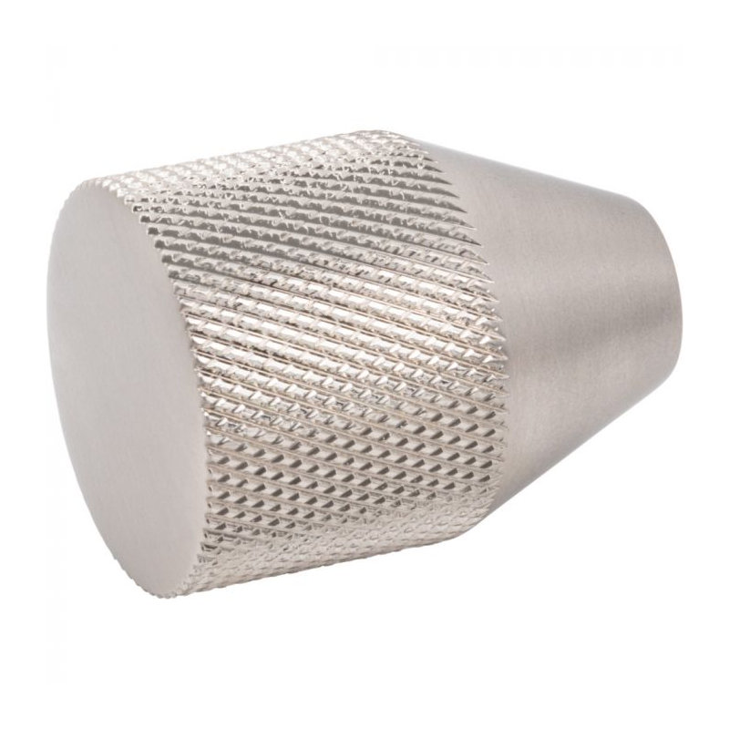 Beliza 1" Diameter Conical Knurled Knob, Brushed Satin Nickel