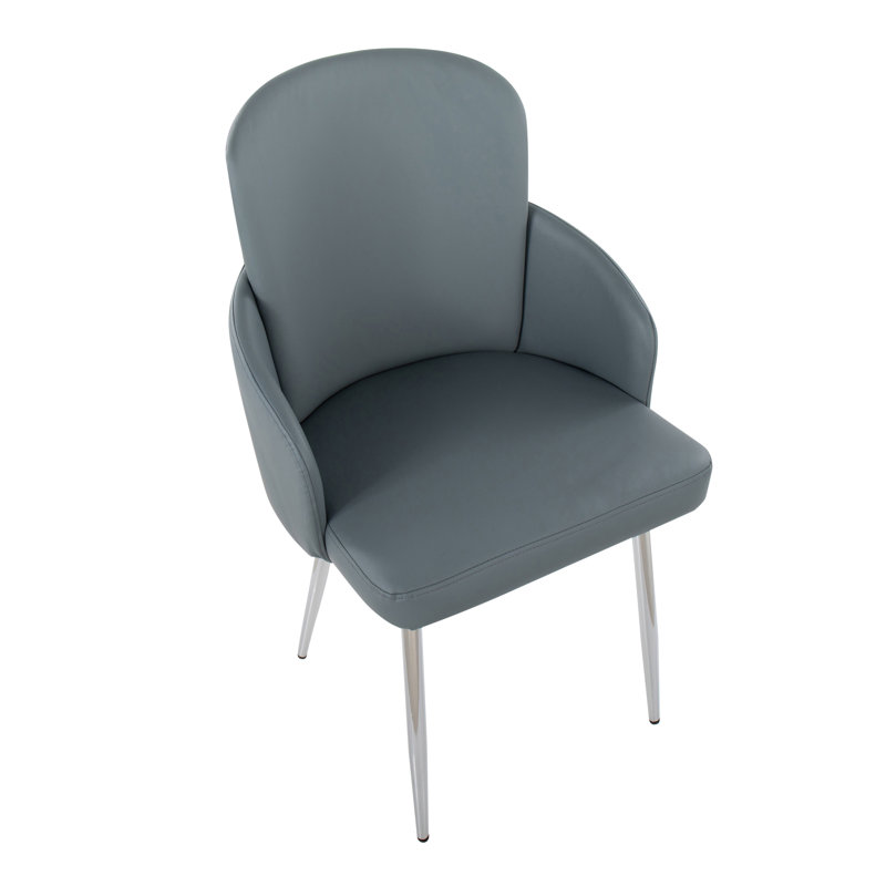 Chaise avec accoudoirs rembourrée Jaquavia, gris, Chrome