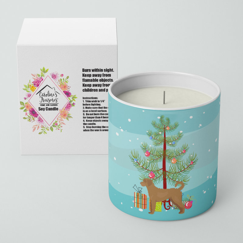Bougie de soja 10 oz avec arbre de Noël brun clair Labradoodle