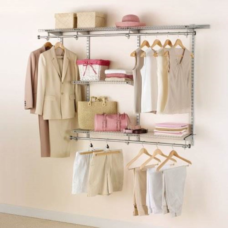 Rubbermaid Adjustable Silver Metal Closet Organizer Kit