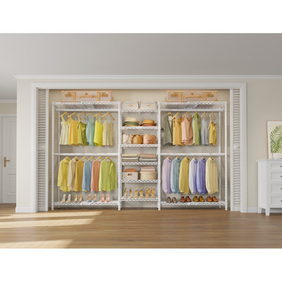 VIPEK X3 Plus Large Expandable Closet Rack Adjustable from 5'10" to 8'8" with Extendable Shelves and Hanger Rods, White