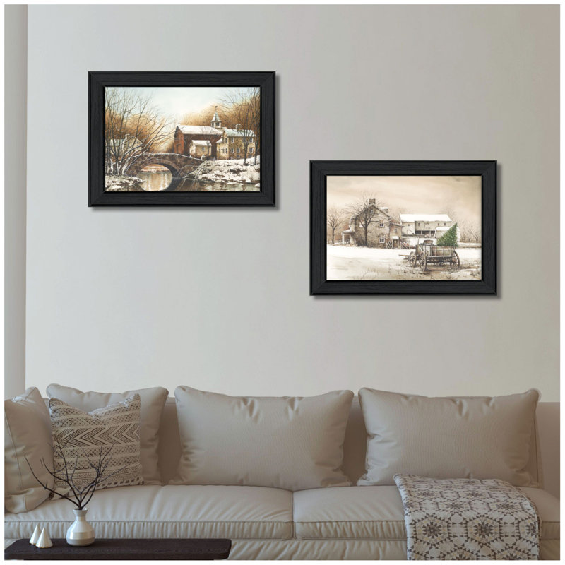 «Winter Reflections Collection», vignette 2 pièces par John Rossini, affiche encadrée prête à accrocher, cadre noir