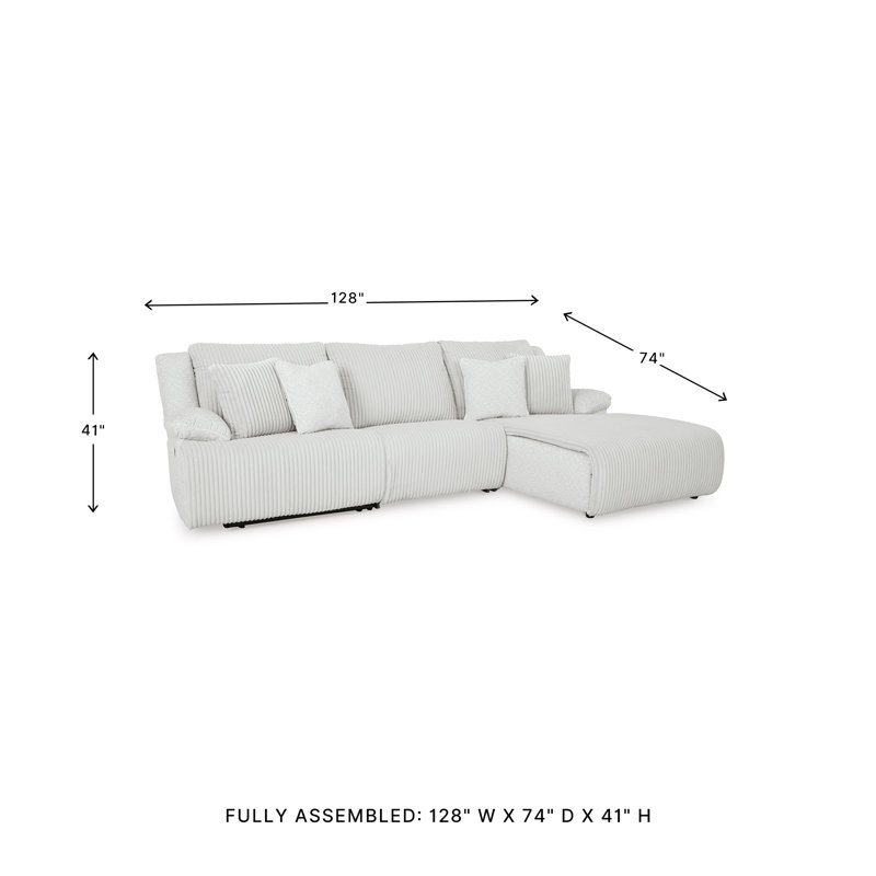 Canapé modulaire 3 pièces Matherly, Orienté à droite, Polyester blanc
