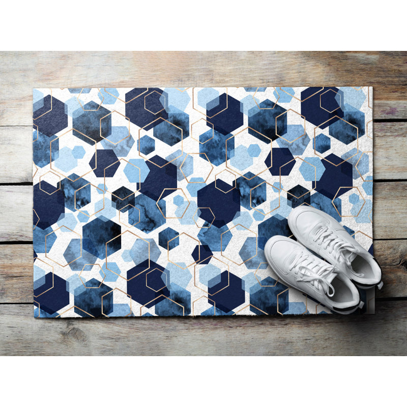 Non-Slip Geometric Outdoor Doormat, W60 x L90 cm