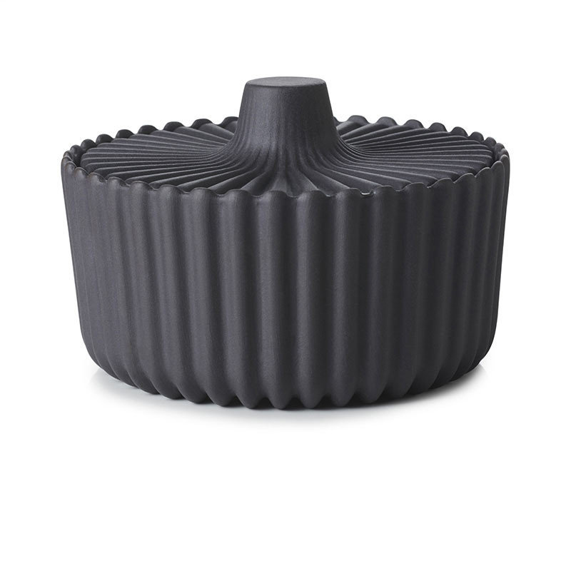 Elegant Black Ceramic Sugar Bowl with Lid