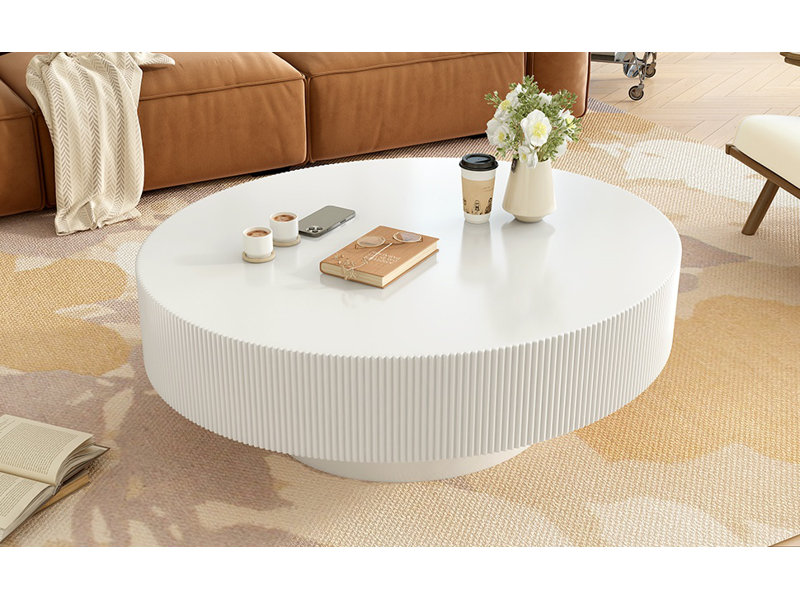 Easy Assembly Round Coffee Table, White