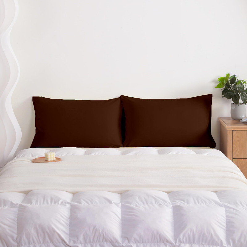 Easy Care Brushed Microfiber Pillow Case Microfiber Polyester Pillowcase With Envelope Closure By Lotechicw, Coffee