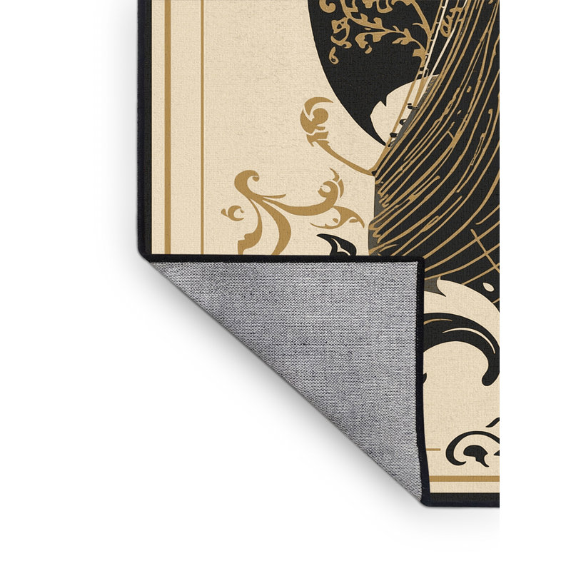 Tapis damassé classique beige lavable à la machine Cilegon Viking, 5 x 7