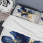 Ensemble de housse de couette en microfibre / polyester bleu foncé et doré-392068883