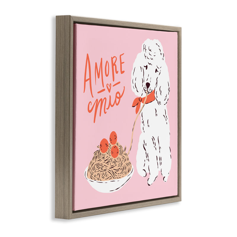 Cadre flottant Amore Mio Pasta Poodle, design par Krissy Mast, H 25 po x l 25 po, Cadre flottant orme Montalcino