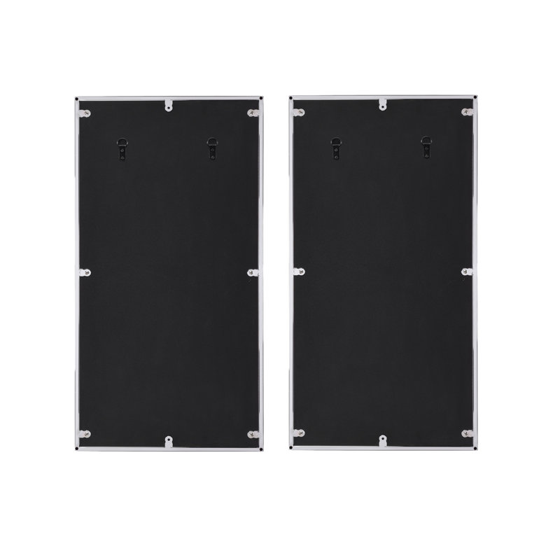 Miroir d'appoint Chafik, chêne naturel et finition chromée (ensemble de 2) assemblés