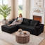 Canapé modulaire en L Corduroy, ensemble de canapé en mousse D30, sans assemblage requis, noir-583331227