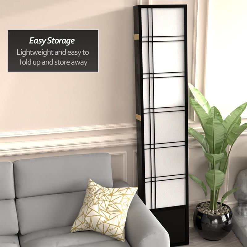83.5" Double Cross Shoji Room Divider, Black, 6 Panels