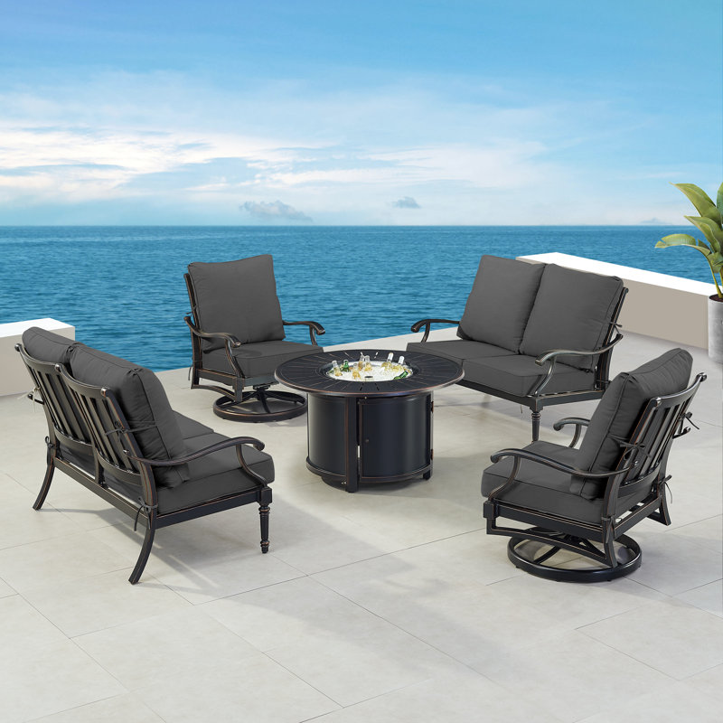 Paigan Outdoor 6 - Piece Conversation Set, Black