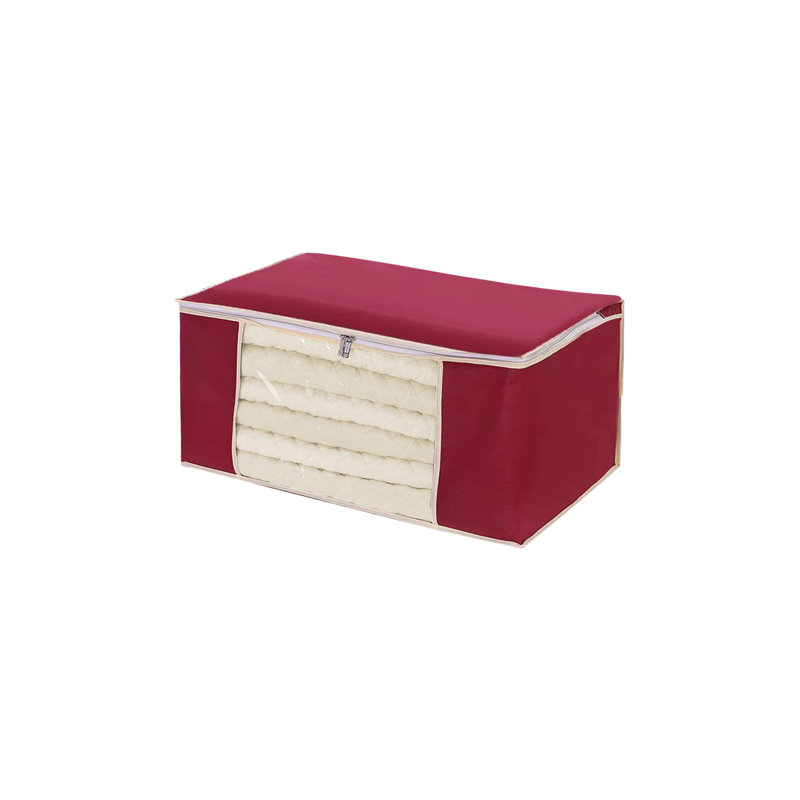 Clothes Storage Bag Wardrobe Sorting Storage Box Portable Storage Bag Winter Cup Storage Box Indoor, Red