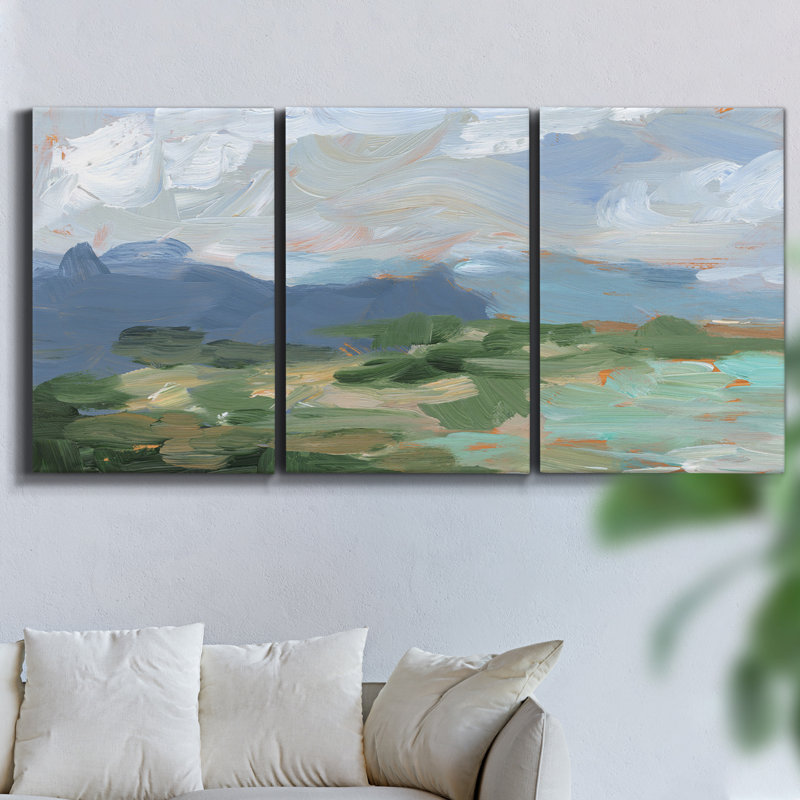 " Ice Crystals II " 3 - Pieces, 36" H x 72" W x 2" D