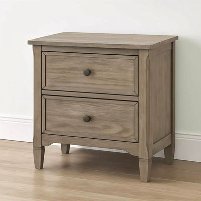 2-Drawer Nightstand With Round Bronze Pull Knobs