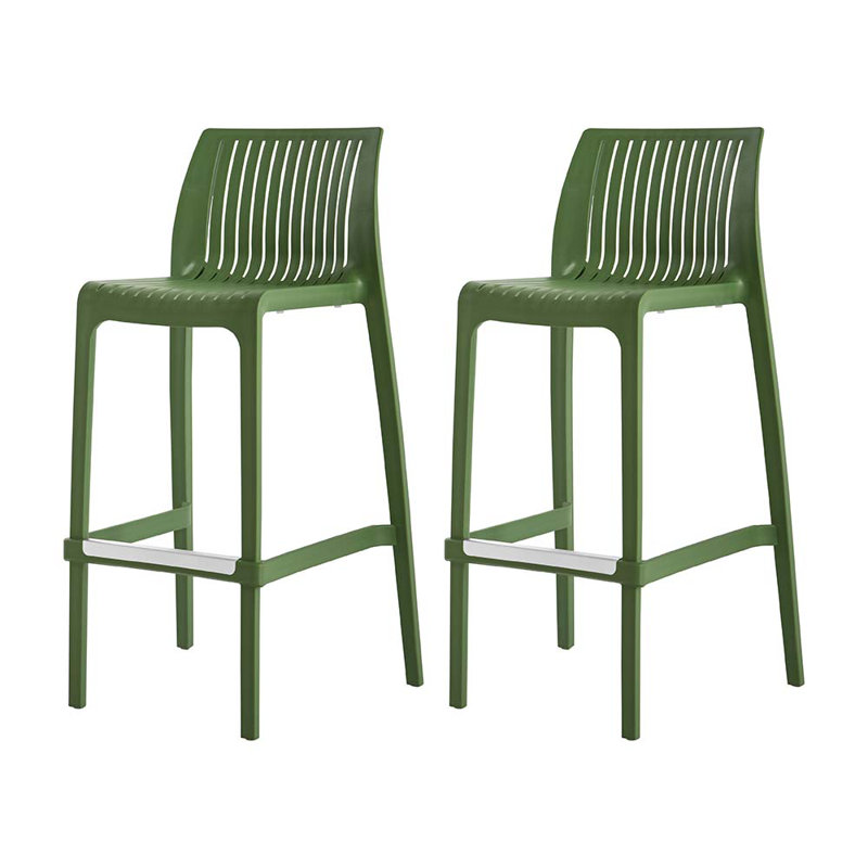 Nayma Outdoor Low Back Stool, Olive Green, Bar Stool (40.2” Seat Height)
