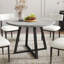 Ensemble de salle à manger 5 pièces Edo, table à tréteaux ronde et 4 chaises rembourrées Edo-1440572367