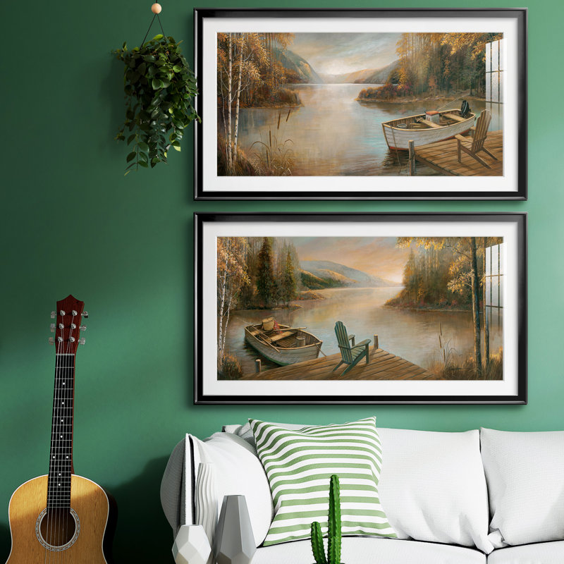 Peaceful Serenity - ensemble de 2 impressions encadrées, Noir, H 14,5 po x l 53 po x P 1,5 po