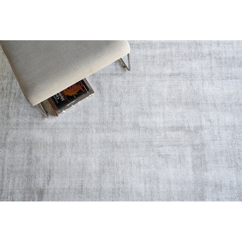 Cloud Hand Loomed Wool and Rayon From Bamboo Silk Ivory/Beige Area Rug, Rectangle 9' x 12'