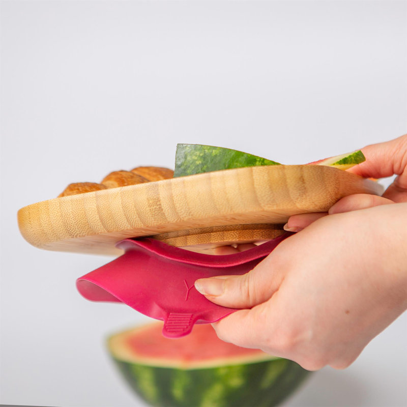 Tiny Dining - Divided Bamboo Suction Plate, Red