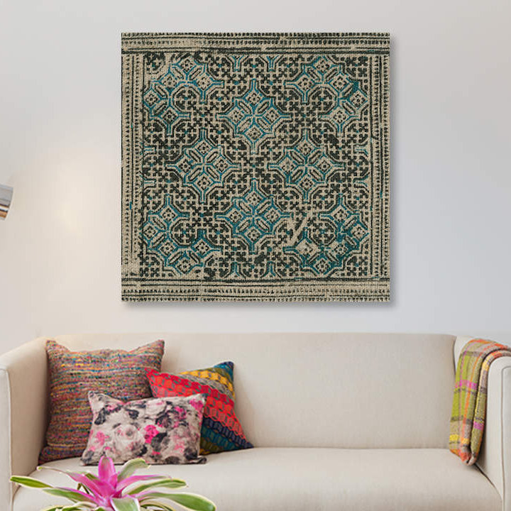 « block print textile iii », impression sur toile, H 12 po x l 12 po x P 0,75 po, Toile tendue