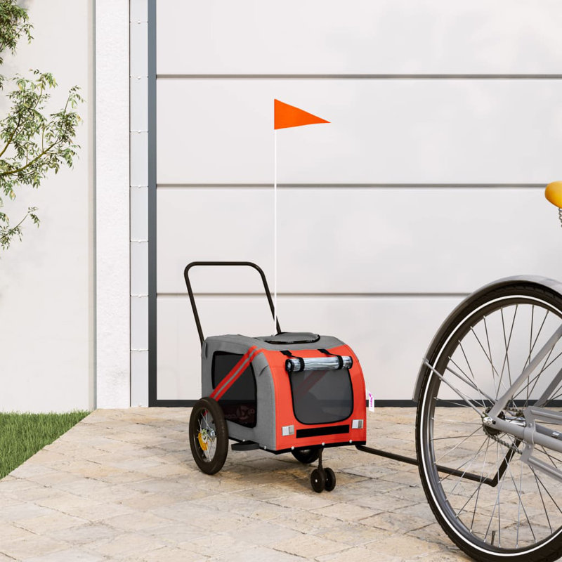 Pet Bike Trailer Oxford Fabric and Iron, Orange, 53cm H x 52cm W x 122cm D