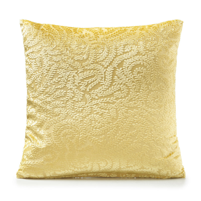 Cherryford Floral Square Throw Cushion, Ochre