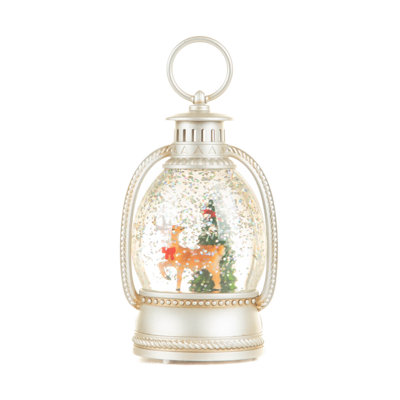 Silver Lantern LED Snow Globe