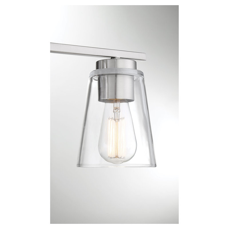 Satin Nickel 4-Light Dimmable Vanity Fixture with Clear Glass Shades