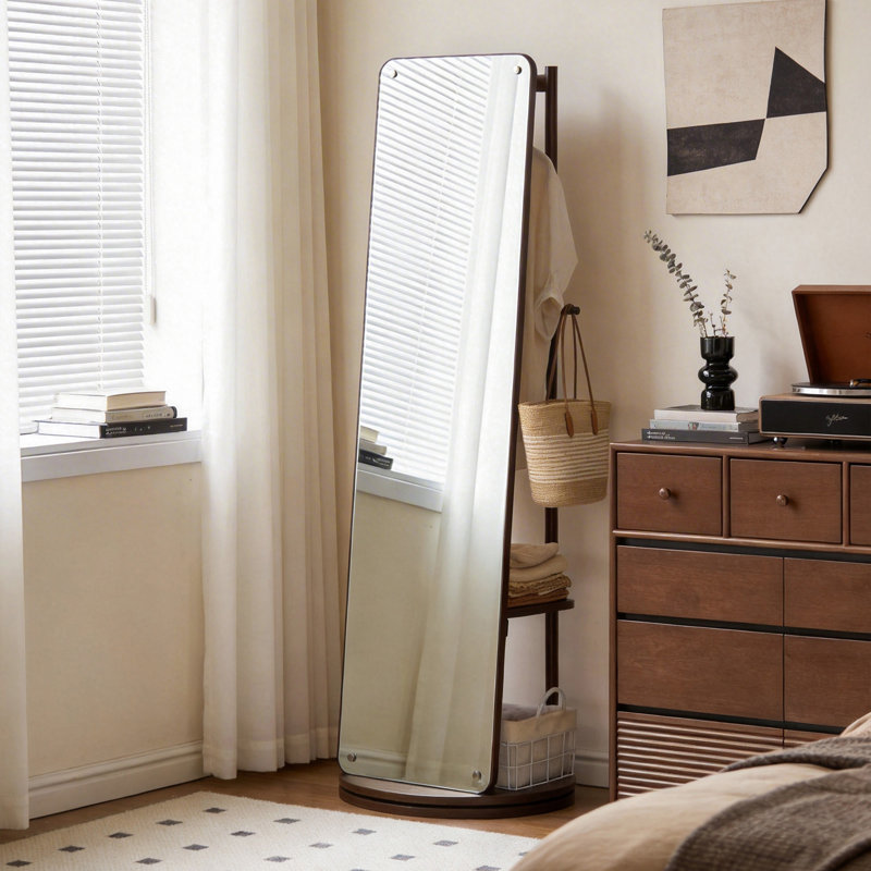 Rotating Full Length Mirror with Clothes Rack