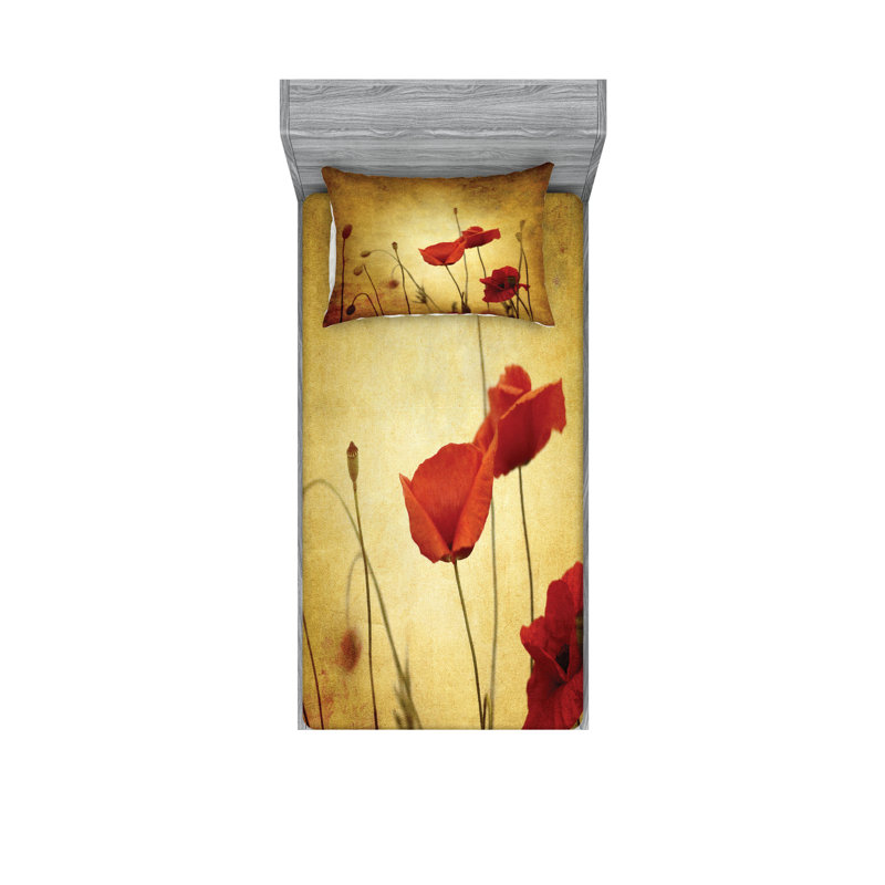 Drap-housse et coussin décoratif Ambesonne, vermillon brun pâle, Ensemble de draps pour lit simple + deux taies d'o