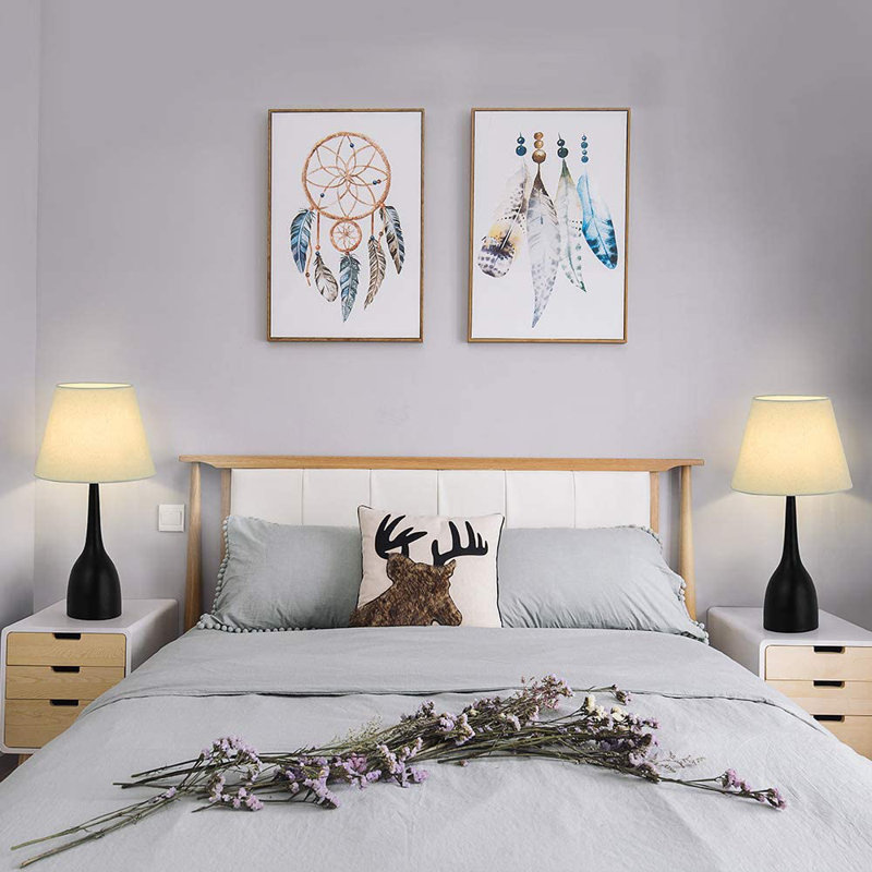 Ensemble de lampes de table noires 18,11 po Daut