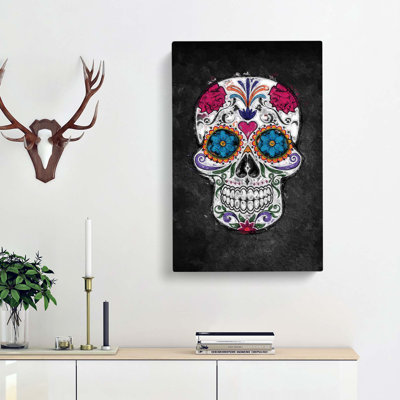 Floral Sugar Skull - Wrapped Canvas