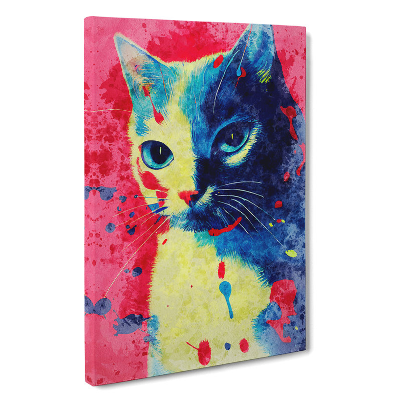 Catt Paint Splash No.3 - Print, No Matte, Wrapped Canvas, 50cm H x 35cm W x 3cm D