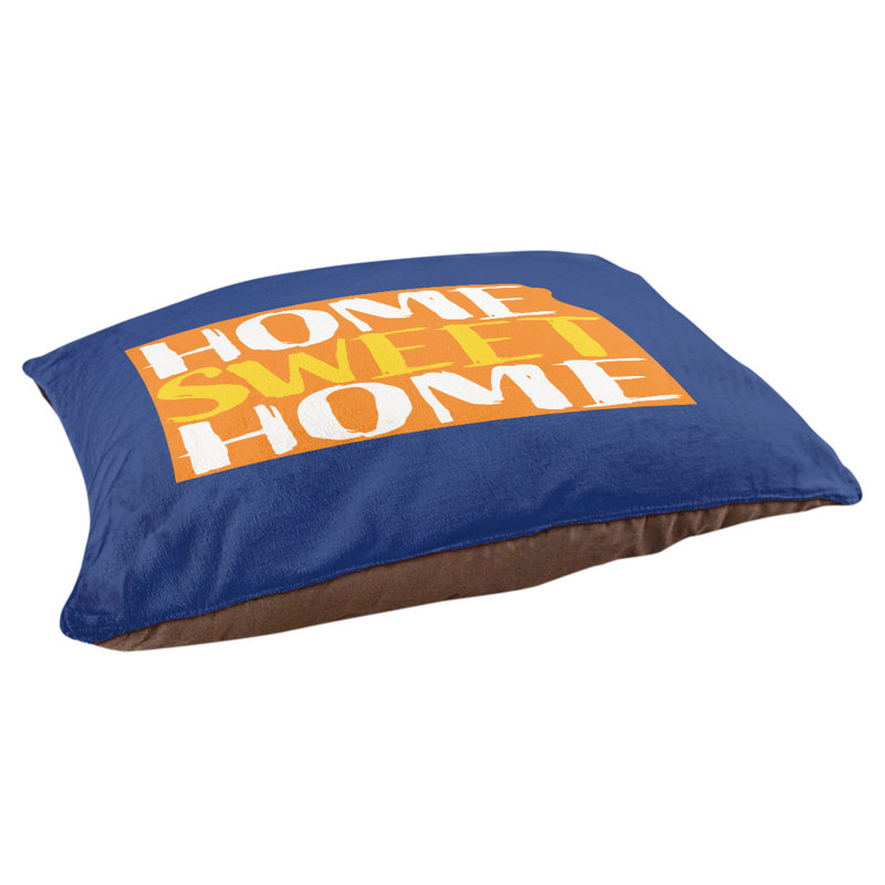 Oreiller pour chien d’intérieur doux kansas home, Grand (l 50 po x P 40 po x H 7 po), Marine / orange