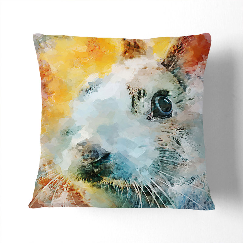 Bunny Rabbit In Abstract Square Throw Cushion, Stone, 55cm H x 55cm W x 20cm D