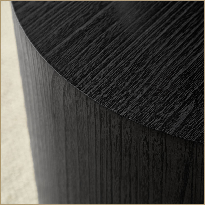 2 pièces Table basse gigogne ronde en bois aggloméré pour le salon, Noir
