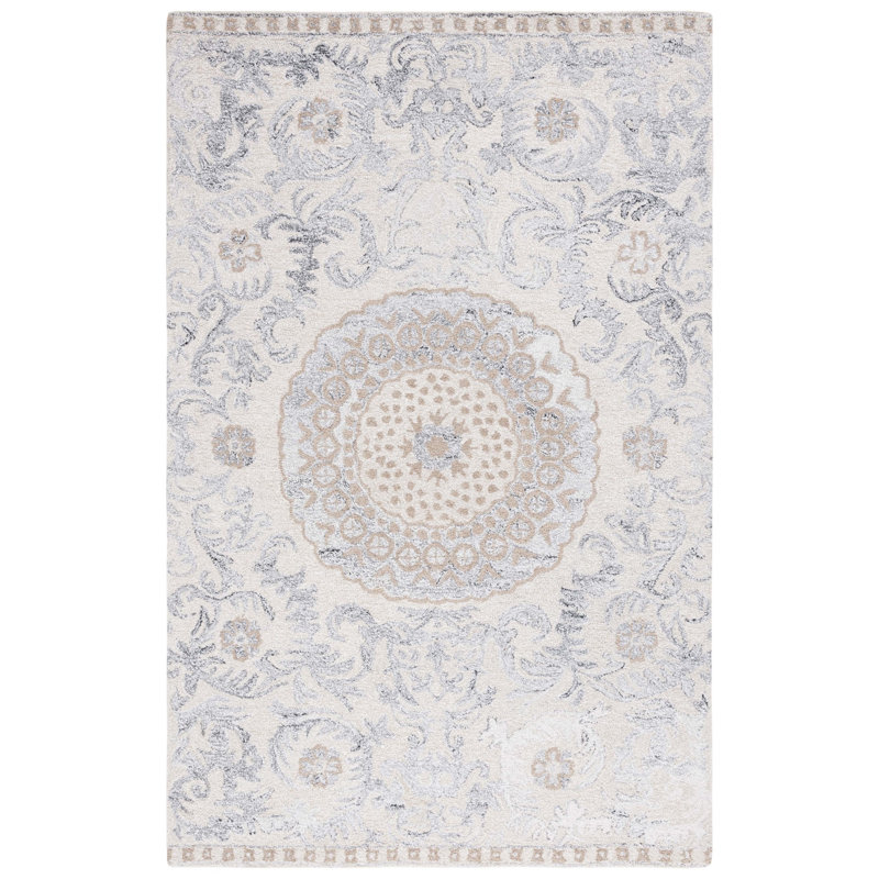 Marquee Hand Tufted Wool With Cotton Cloth Backing Floral Rug, Rectangle 3' x 5'
